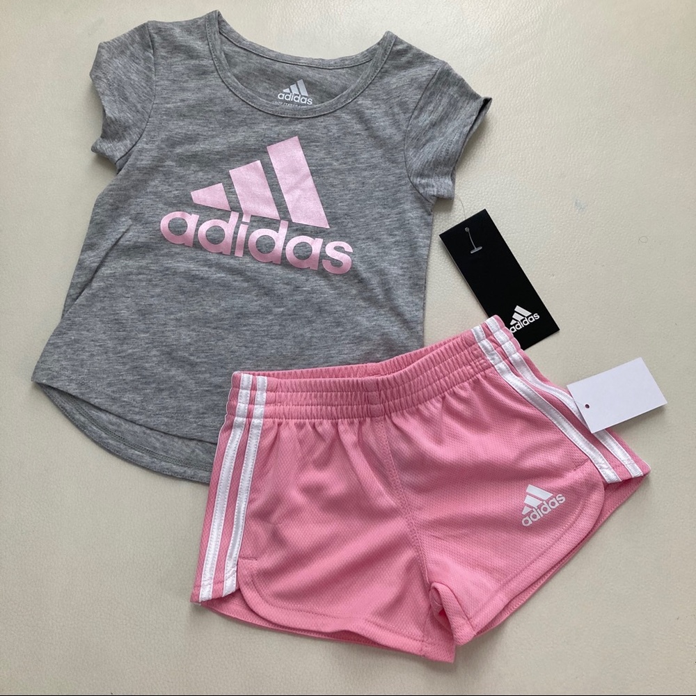 Adidas baby girl cute pink shorts set 2260